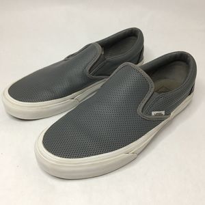 Vans Perf Slip-On Sneakers Mens 7.5 Womens 9 Grey Leather Perforated Casual